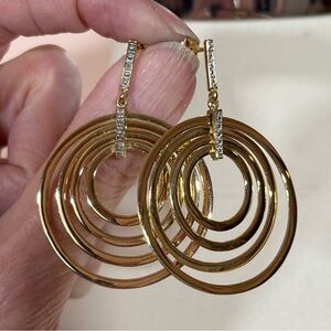 Vintage Art Deco Gold plated silver Vermeil Modernism Mobwife Dangle Earrings